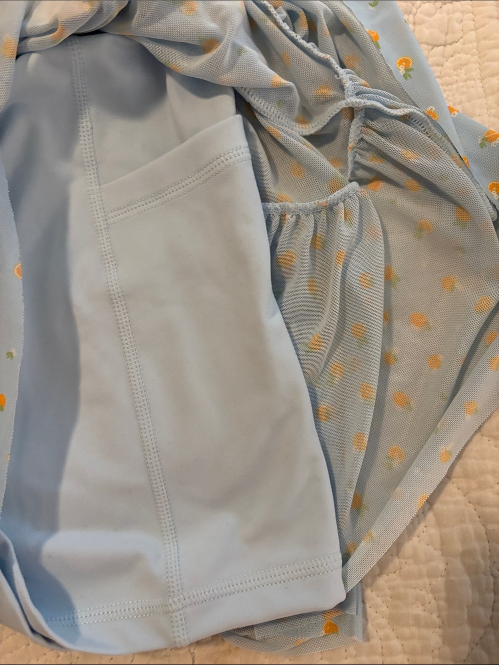 Blue Floral Tiered Mini Skort with Orange Print - Picture 5 of 5